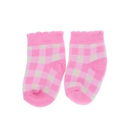 chaussettes bébé carreaux rose 