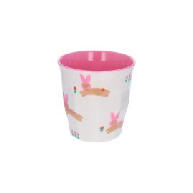 Petit verre en mélamine lapins roses