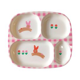 Assiette à compartiments lapin rose - Chichi pompom