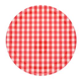 Assiette en mélamine vichy rouge