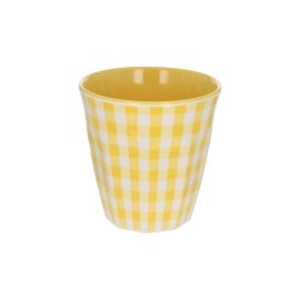 Grand verre en mélamine vichy jaune