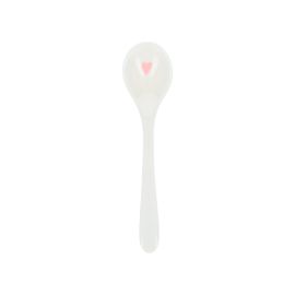 Cuillère écrue cœur rose