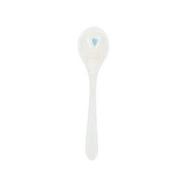 Cuillère écrue cœur bleu