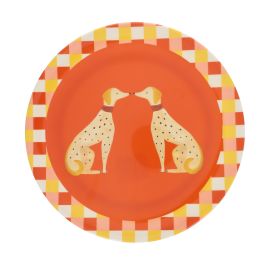 Assiette en mélamine orange chiens - Olympe