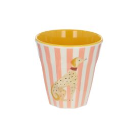 grand verre en mélamine rose et jaune rayé olympe