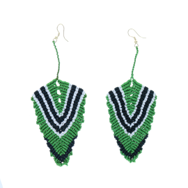 Boucles d'oreilles vertes rayées 