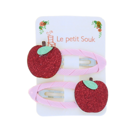 Duo de barrettes pomme rouge