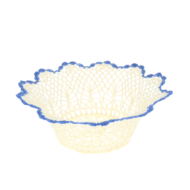 Grand panier dentelle bord bleu 