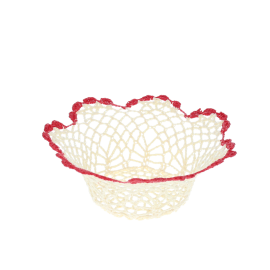 Petit panier dentelle bord framboise