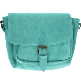 Sacoche en cuir bleu gris