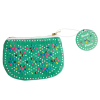 Porte monnaie vert à perles 