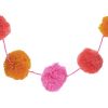 Guirlande Pompons orange rouge et rose