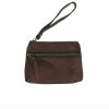 Porte-monnaie cuir double zip olive