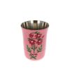 Verre acier rose à fleurs 
