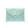 Porte-monnaie enveloppe cuir vert menthe