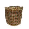 Panier rond kaki Block print - Delhi d'antan