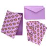 Coffret de correspondance fleuri block print lila - Delhi d'antan