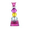 Bougeoir haut en verre multicolore rose