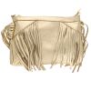 Sac à mains à franges cuir irisé platine