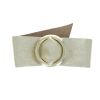 Ceinture plate large cuir irisé platine