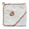 Cape de bain fleurie jaune et rose