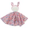 Doudou plat lapin fleuri rose et bleu