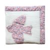 Couverture bi-matière fleurie bleu et rose