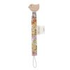Attache tétine oiseau fleuri rose et jaune
