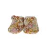 Chaussons fleuris rose et jaune