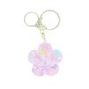 Porte-clés fleurs à paillettes liquide rose
