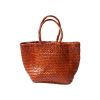 Sac cabas en cuir tressé marron - Sati