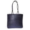 Sac cabas en cuir tressé bleu - Jaya