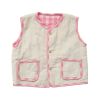 Gilet sans manches velours et carreaux roses - Chichi pompon