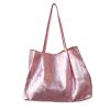 Grand sac cabas en cuir irisé rose clair