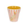 Grand verre en mélamine rose et jaune rayé - Olympe