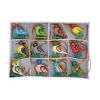 Coffret de 12 oiseaux en bois peints à la main