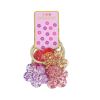 Lot de 4 élastiques cheveux dorés et fleurs pailletées