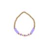 Bracelet perles dorées et violet 3 coeurs