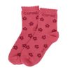 Chaussettes femme à paillettes roses fleurs 