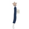 Attache tétine étoile gaze de coton bleu foncé