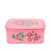 Boite métallique rose à fleurs