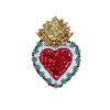 Broche cœur ex-voto vert