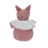 Doudou chat rose collerette ivoire à pois
