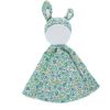 Doudou plat lapin imprimé fleuri - Aqua Vert
