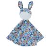 Doudou plat lapin  imprimé fleuri - Pivoine pétrole