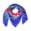 Foulard bleu roi à fleurs 