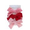 Lot de 3 barrettes à nœud rose et rouge