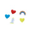 Lot de 5 gommes coeurs et licorne