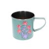 Mug métallique vert à fleurs