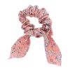 Chouchou rose fleuri avec noeud FLORA ROSIE 